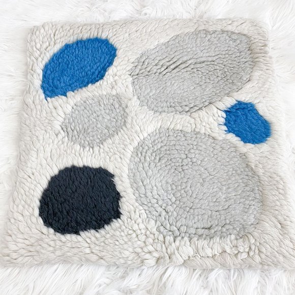 West Elm Accents West Elm Faux Fur Thick Wool Blend Ivory Gray